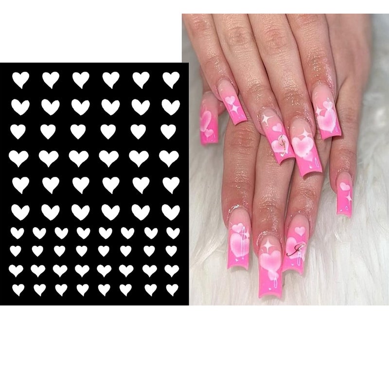 JERCLITY 6 Sheets Airbrush Stencils Nail Stickers for Nail Art Self-Adhesive Star Butterfly French Tip Heart Nail Decals Stencils Tool for Women Girls Nail Art Accessories - Image 3